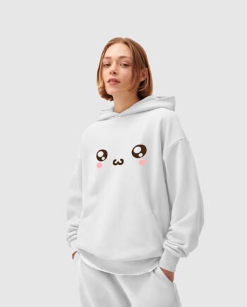 Cute Face White Hoodie
